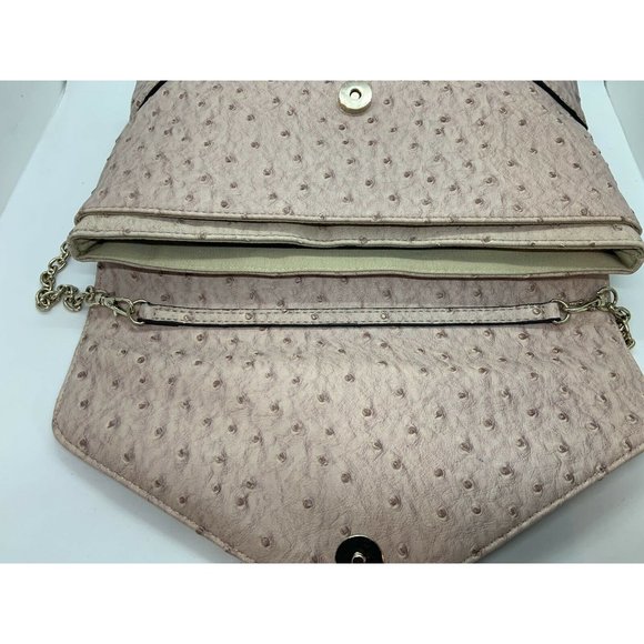 Guess Faux Ostrich Stud Purse with Chain Strap Tan Nude Beige Authentic - Picture 6 of 10